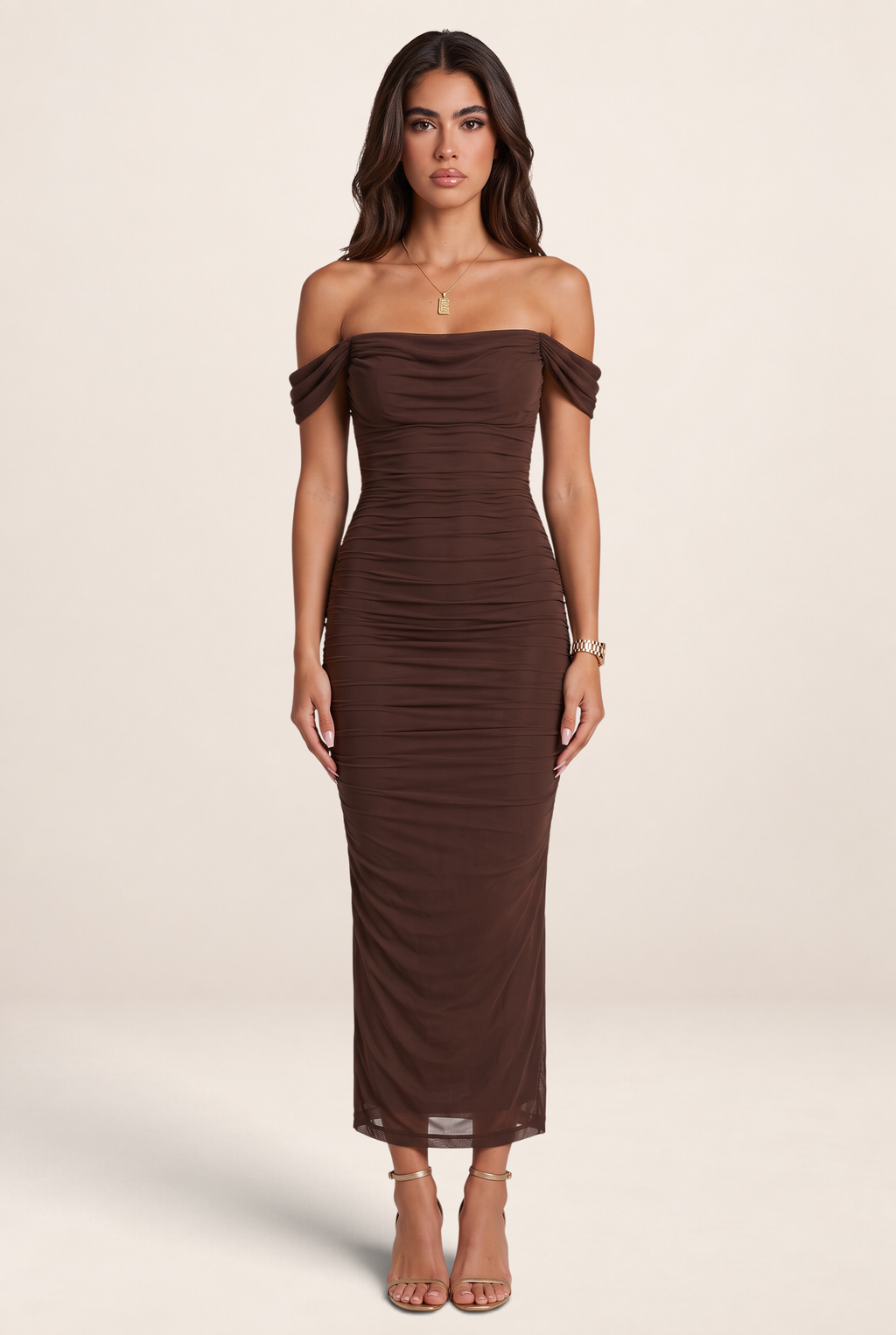 Robe Bardot Longue Moulante Femme Livia