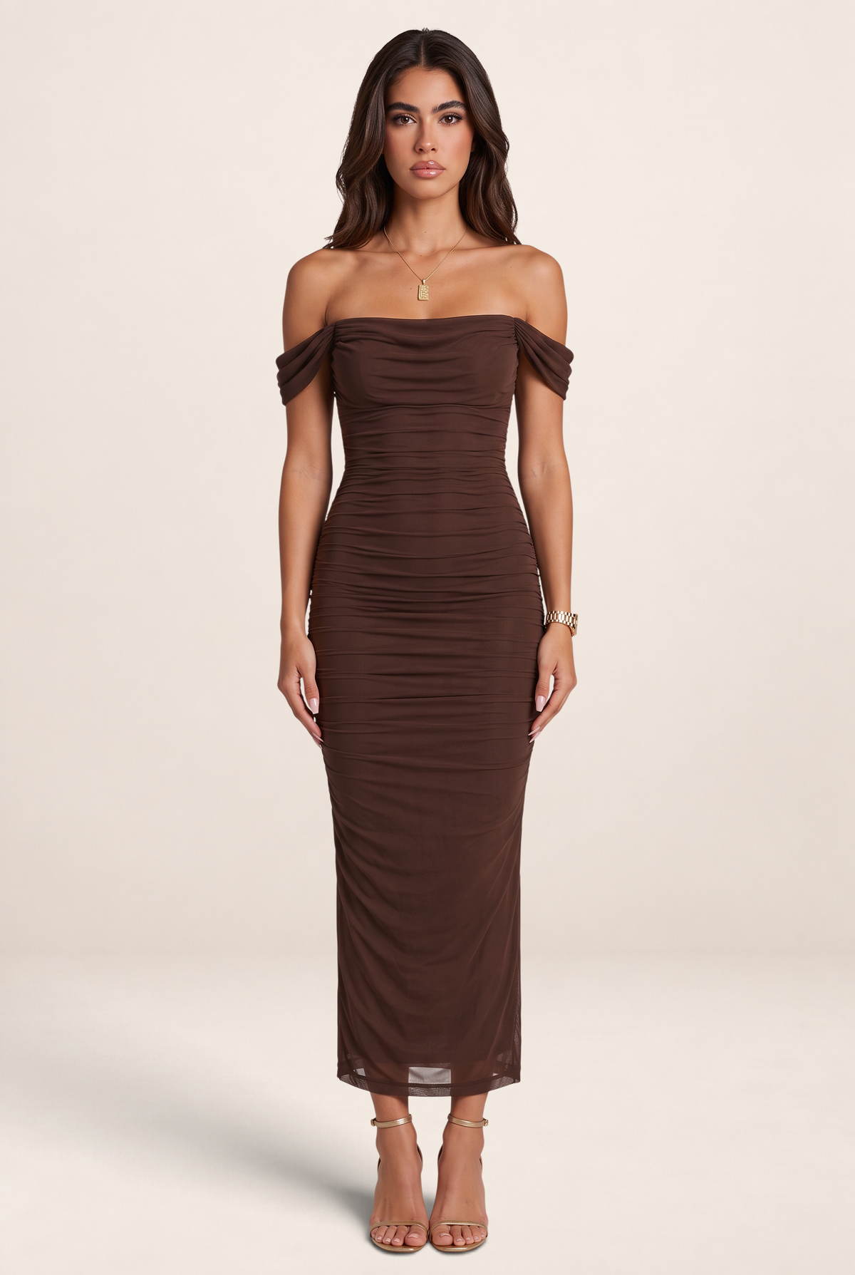 Robe Bardot Longue Moulante Femme Livia