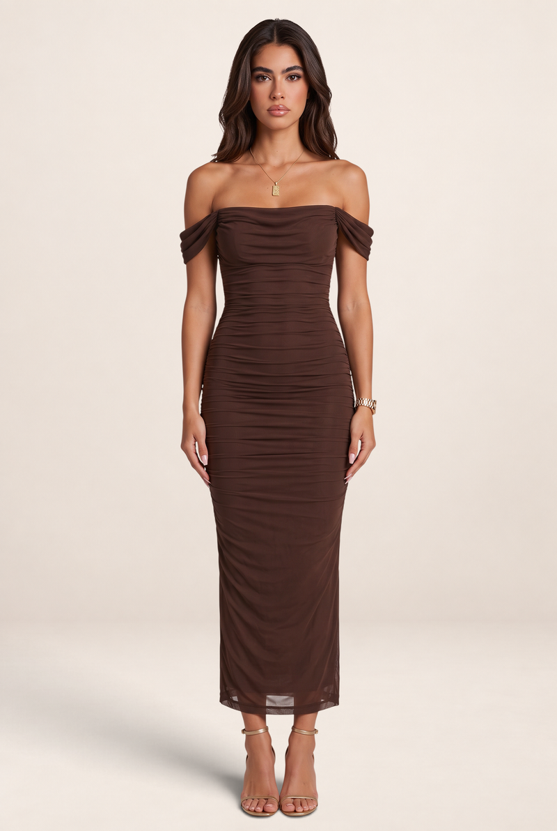 Robe Bardot Longue Moulante Femme Livia