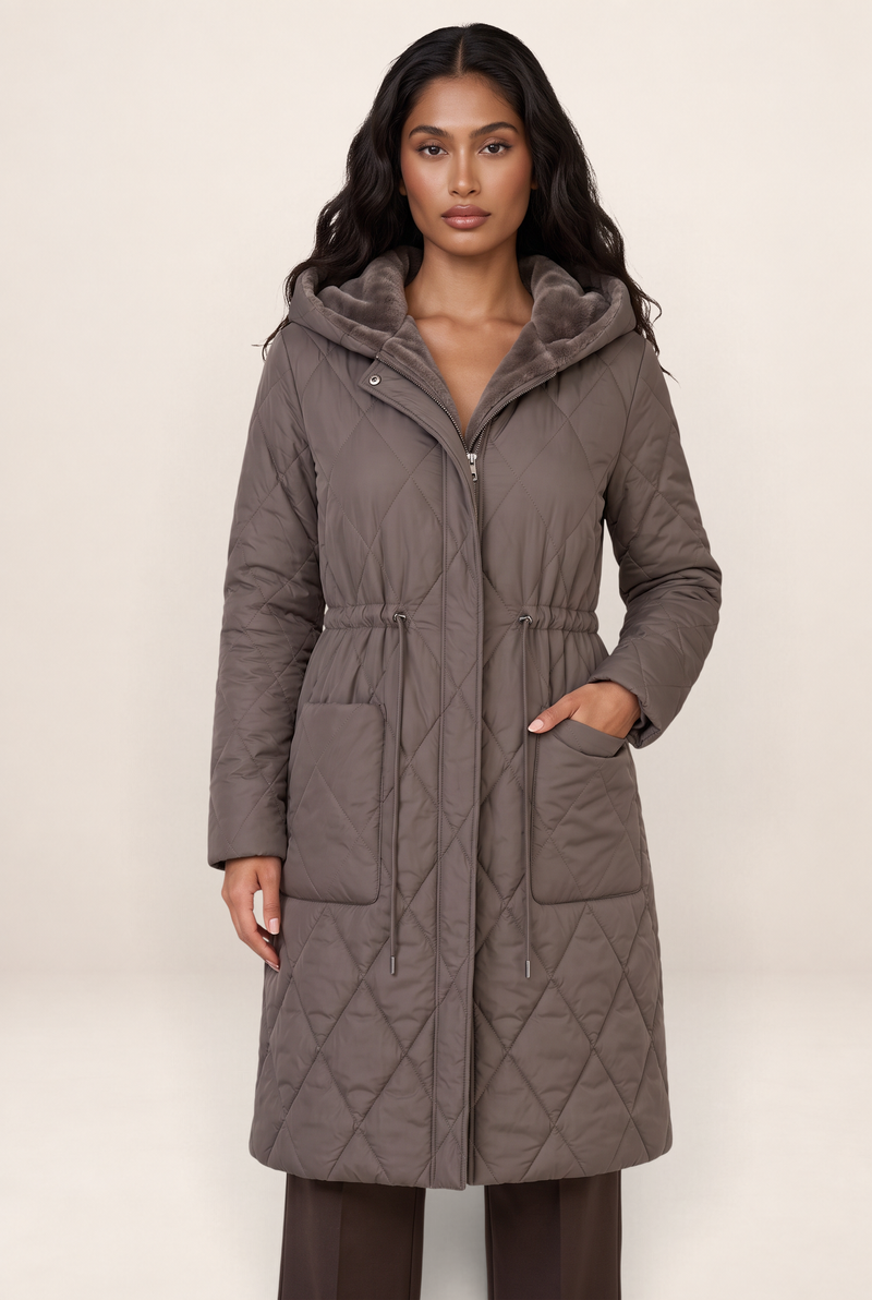Manteau Matelassé à Capuche Femme Coralie