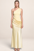 Robe Asymétrique Une Épaule en Satin Femme Eva