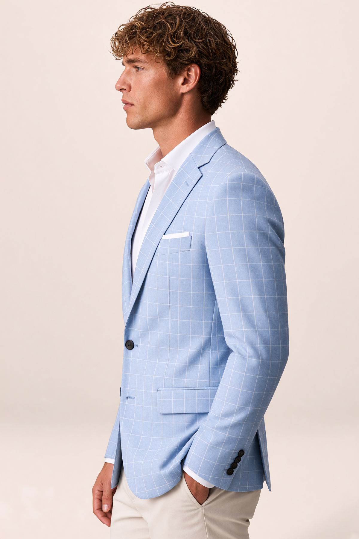 Blazer à Carreaux Bleu Marine Homme Firmin