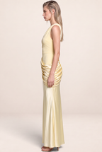 Robe Asymétrique Une Épaule en Satin Femme Eva