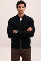 Gilet Zippé en Maille Côtelée Homme Pierre