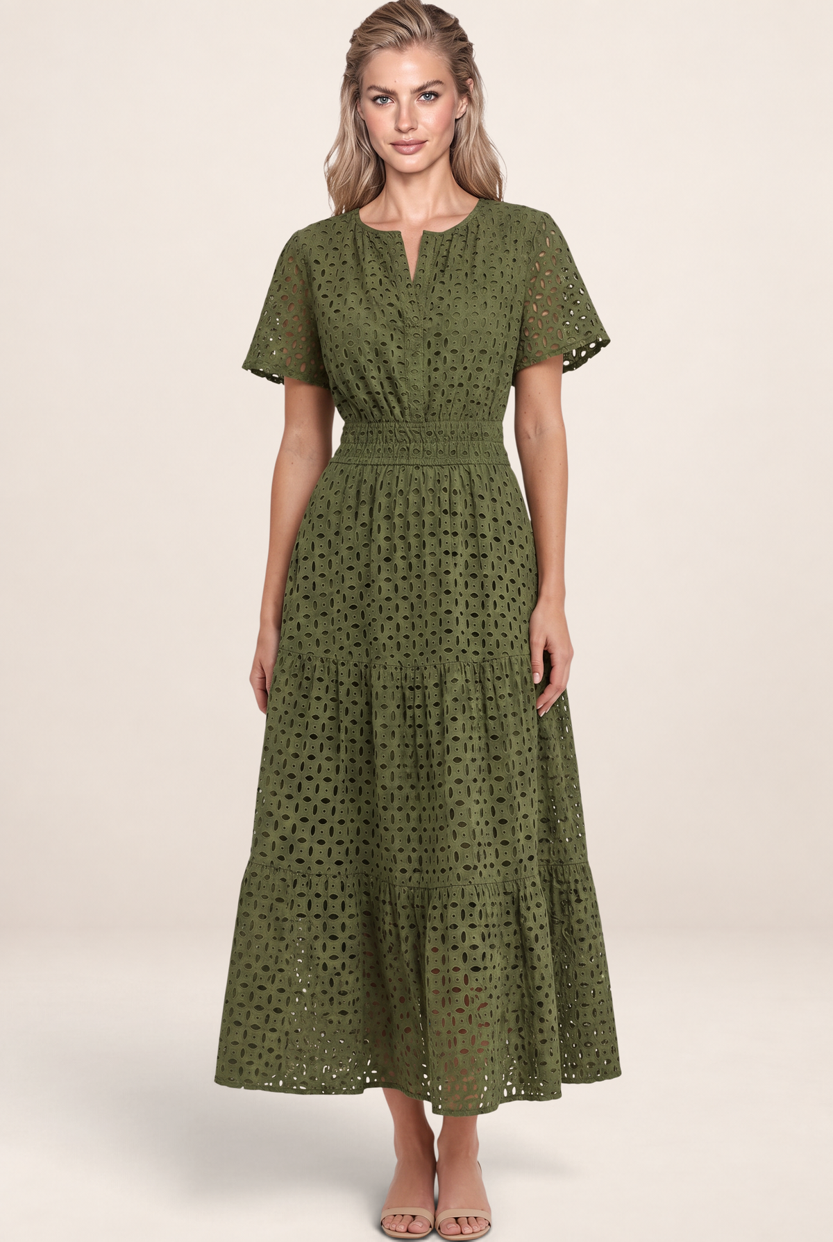 Robe Broderie Anglaise Midi Femme Flavia
