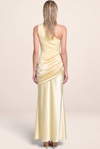 Robe Asymétrique Une Épaule en Satin Femme Eva