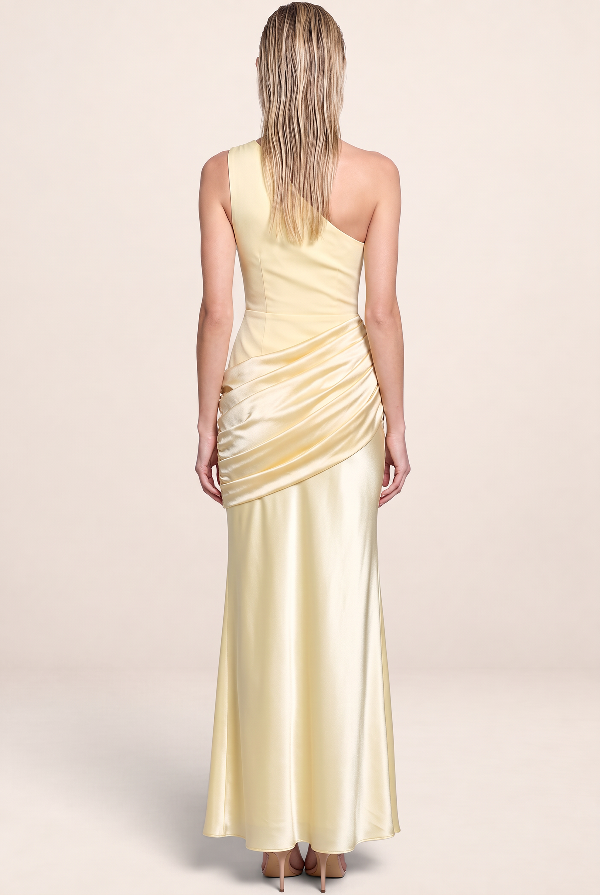 Robe Asymétrique Une Épaule en Satin Femme Eva