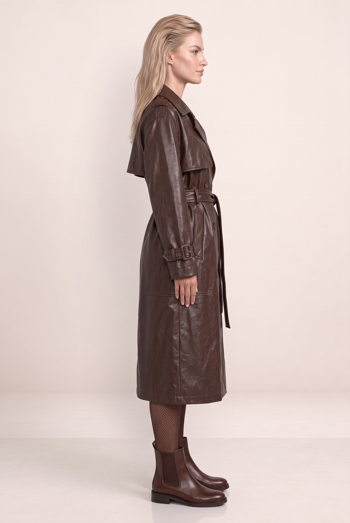 Trench Simili Cuir Long Femme Paloma