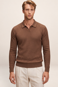 Polo en Maille Côtelée Manches Longues Homme Arnaud