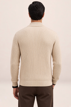 Gilet Zippé en Maille Côtelée Homme Pierre