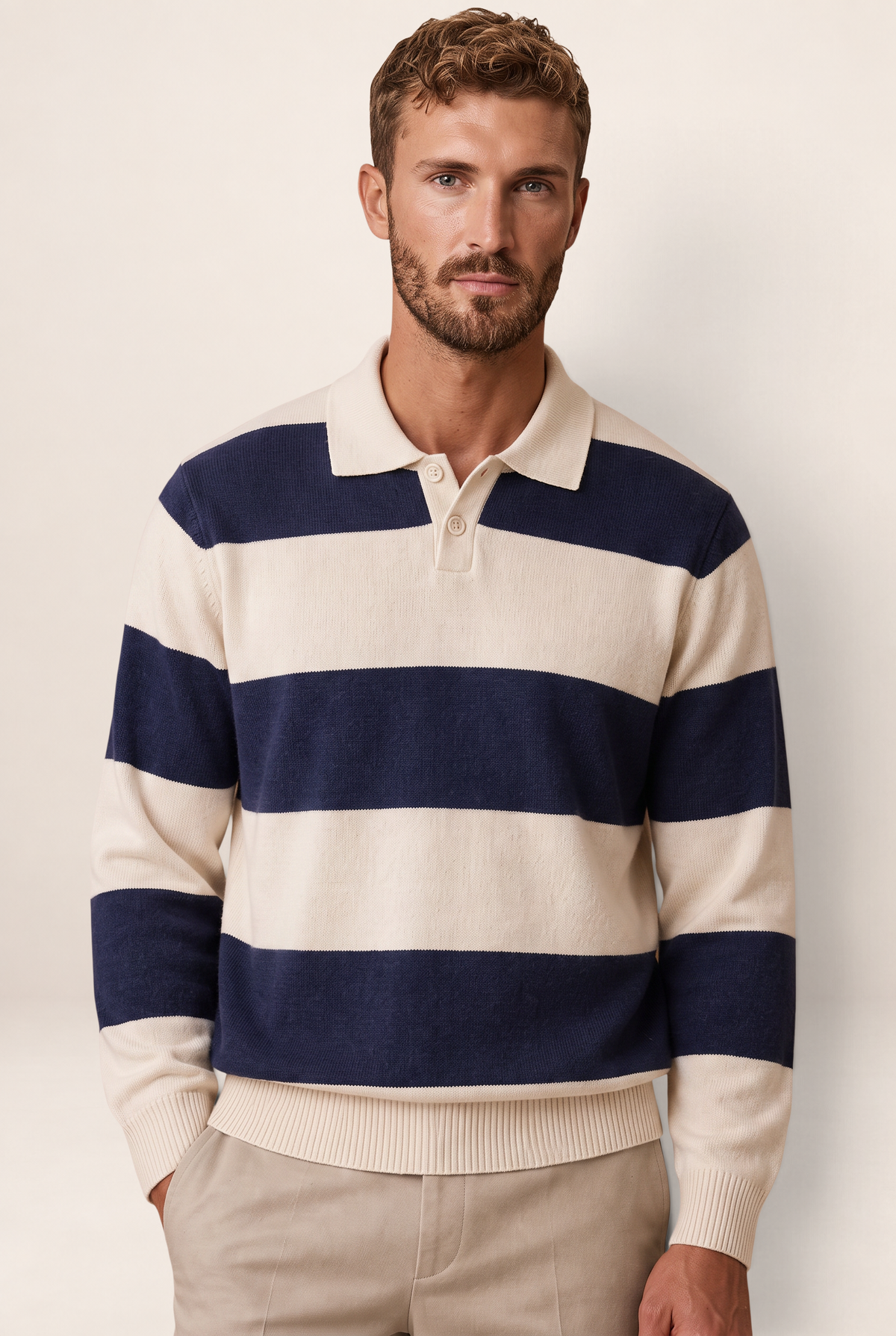 Polo Rugby Rayé Manches Longues Homme Tristan