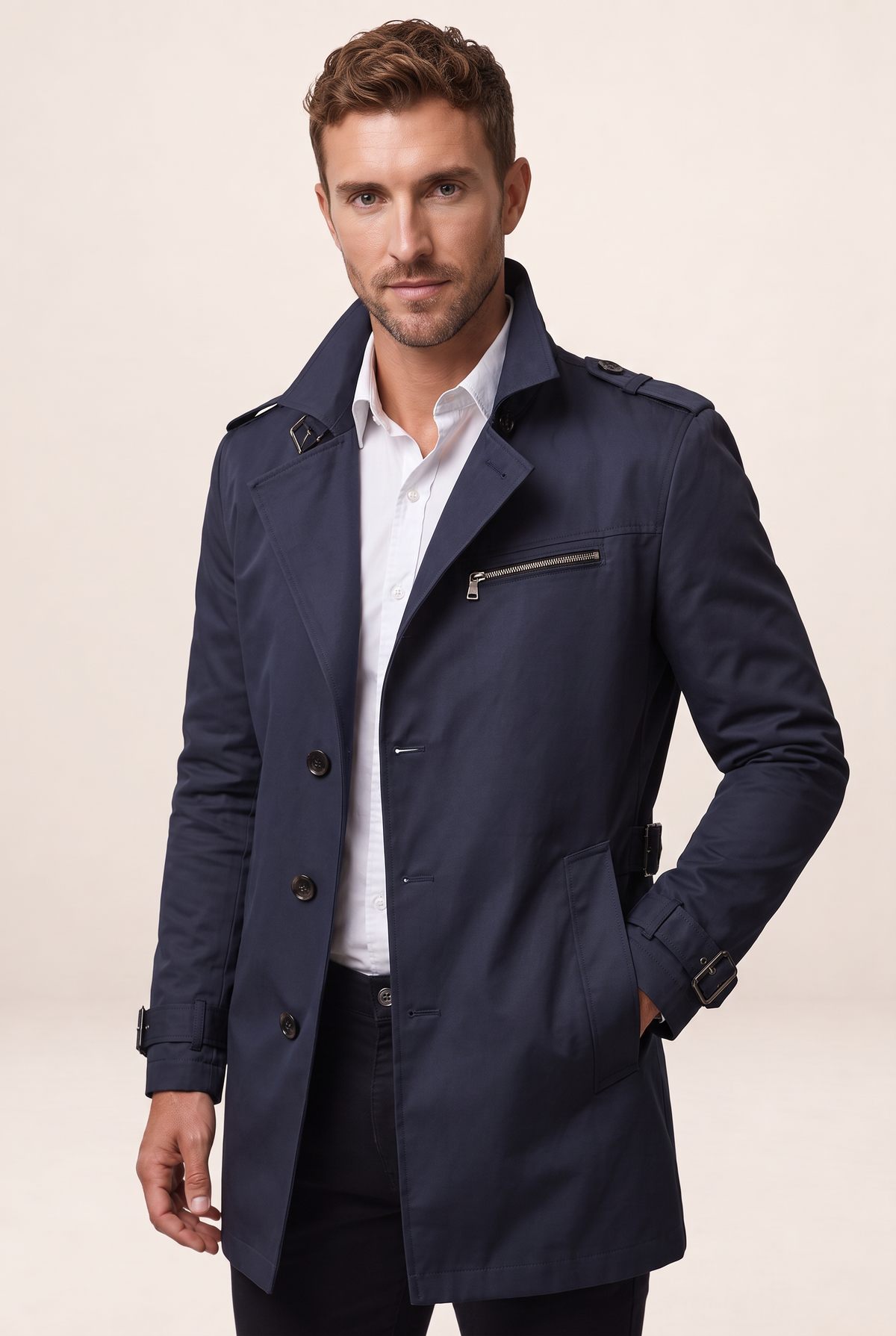 Trench Court Ceinturé Homme Gilles