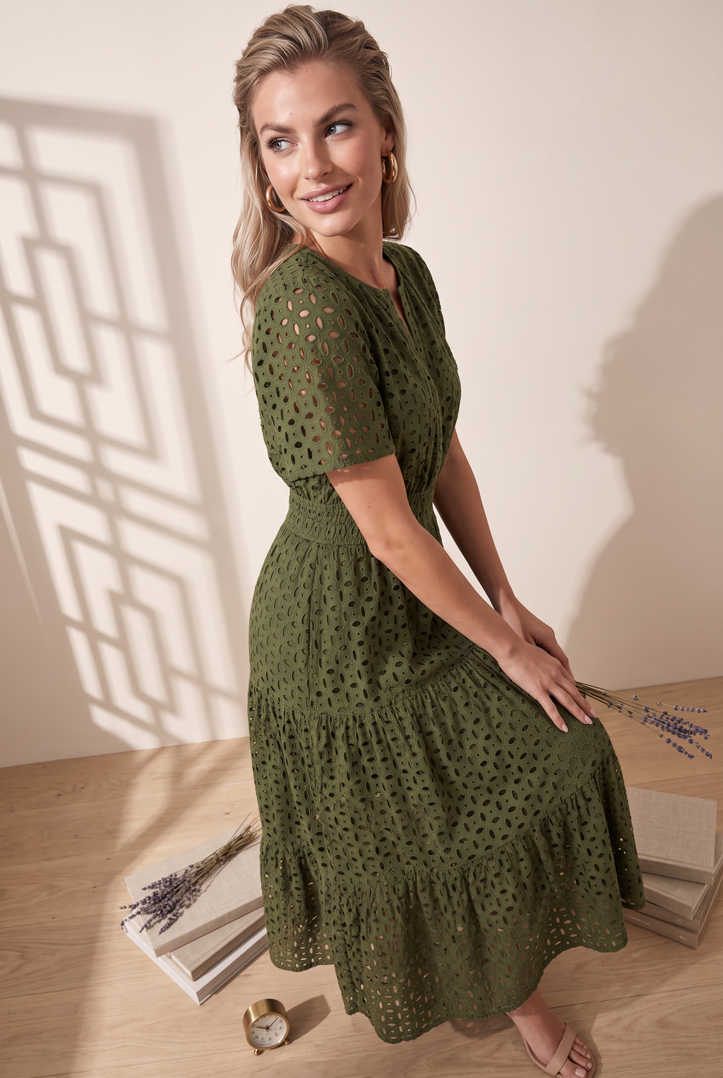 Robe Broderie Anglaise Midi Femme Flavia