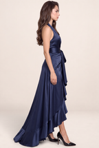 Robe Satin Asymétrique à Volants Femme Victoria
