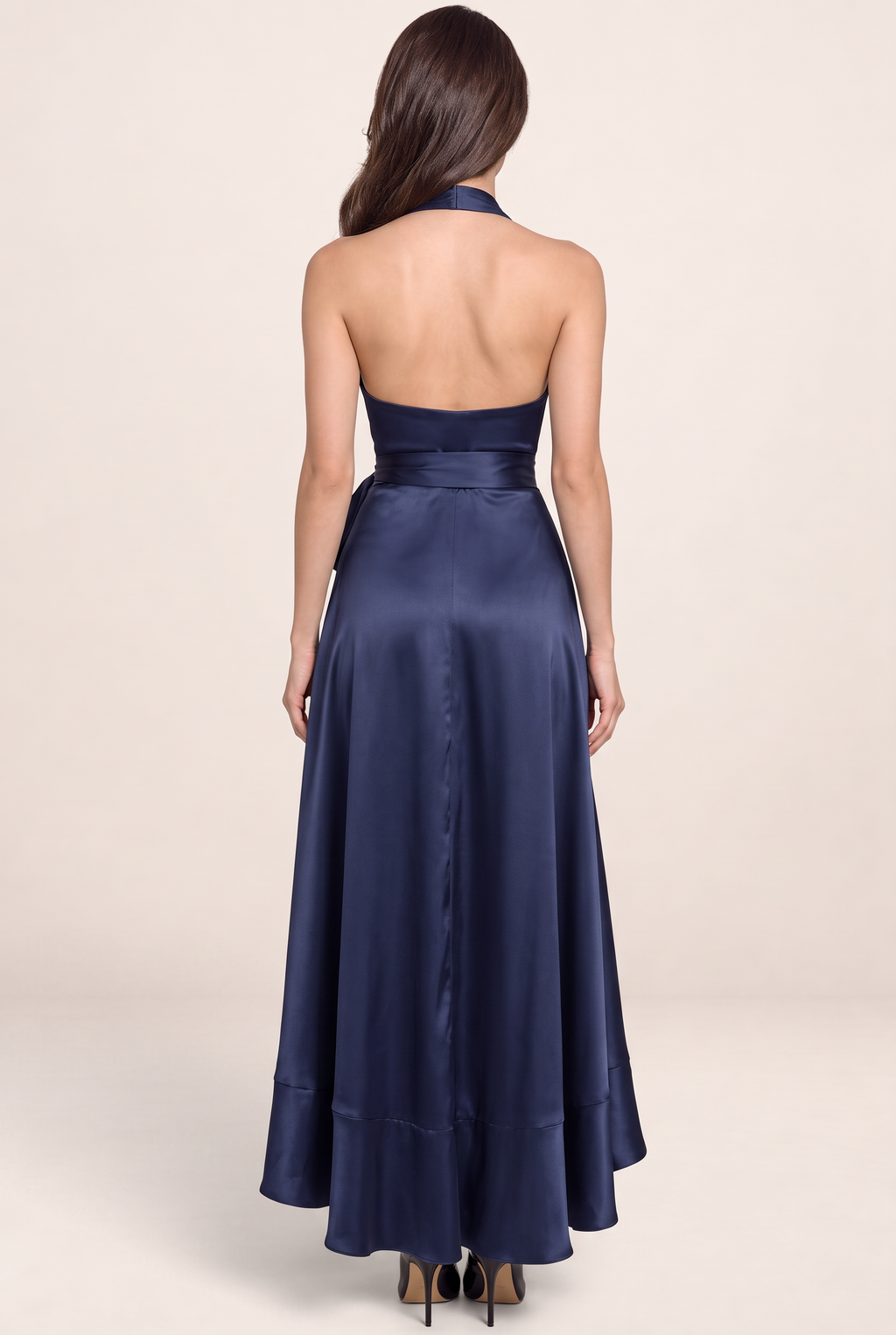 Robe Satin Asymétrique à Volants Femme Victoria