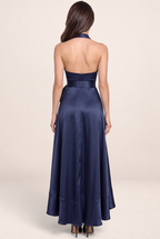 Robe Satin Asymétrique à Volants Femme Victoria