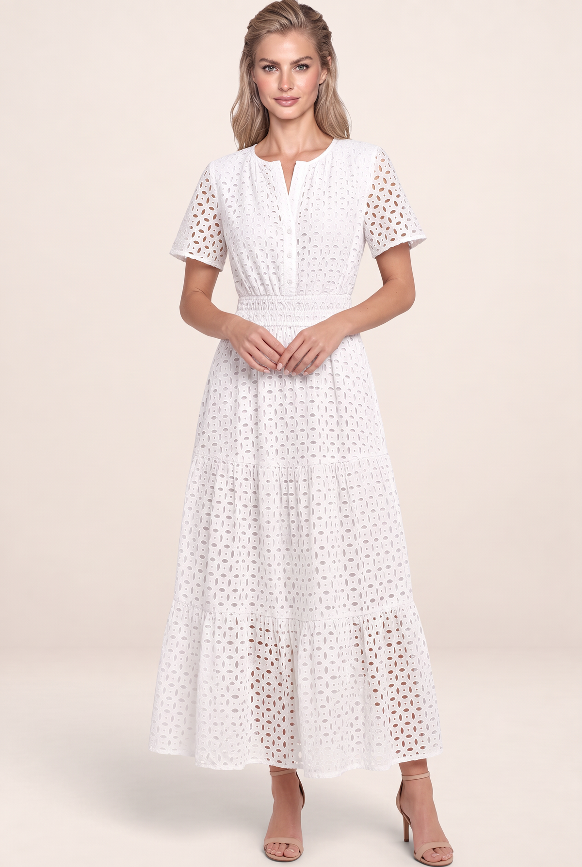 Robe Broderie Anglaise Midi Femme Flavia