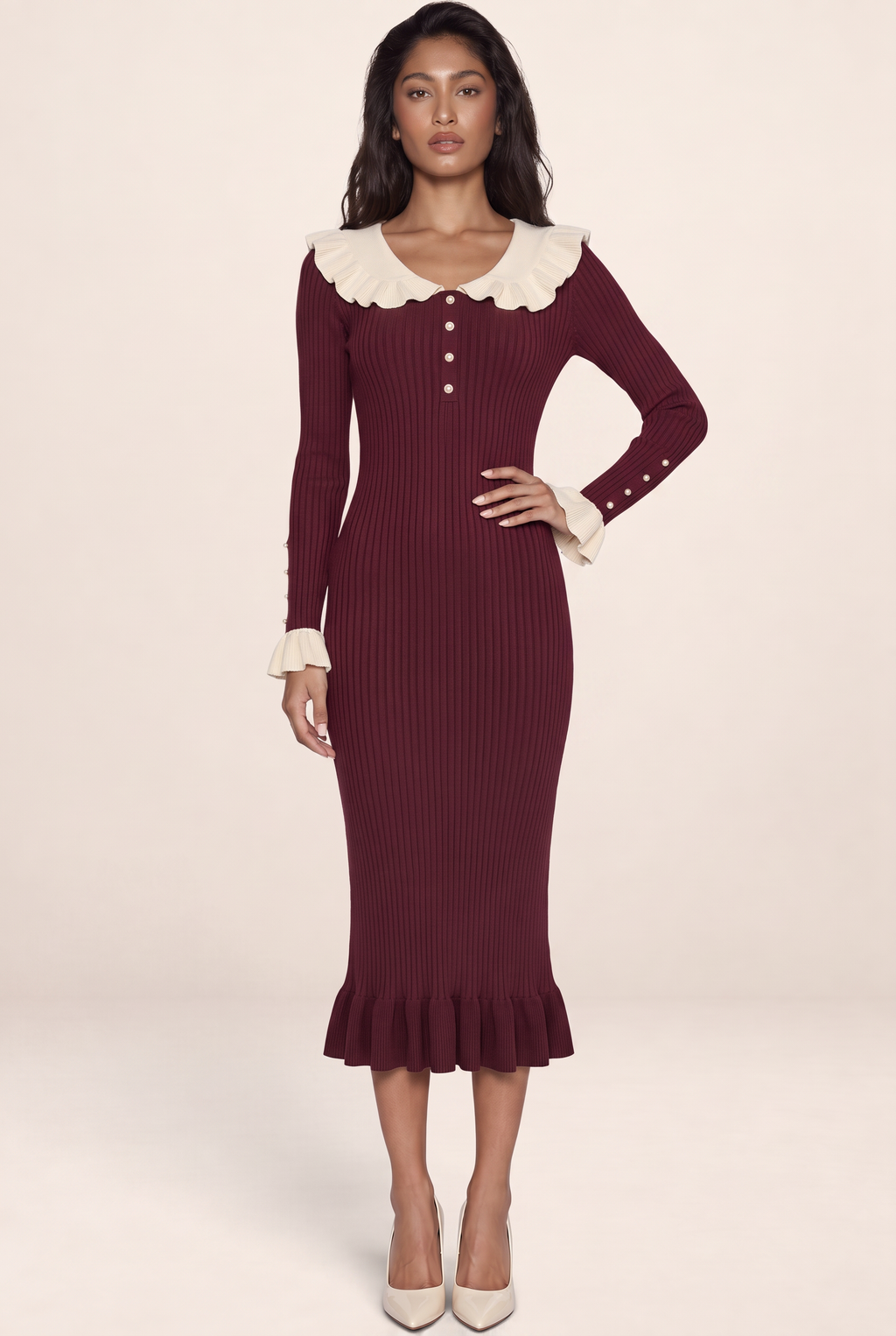 Robe en Maille Col Claudine Femme Ombeline