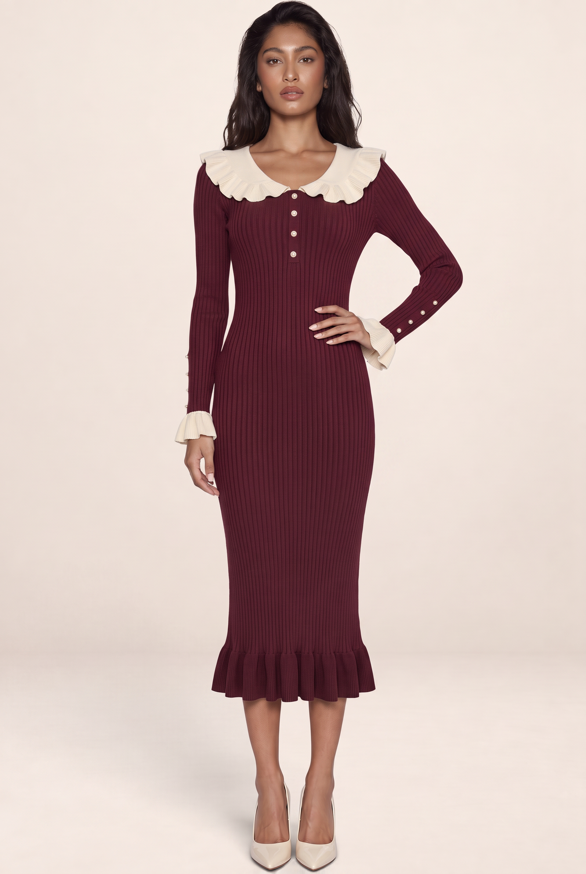 Robe en Maille Col Claudine Femme Ombeline
