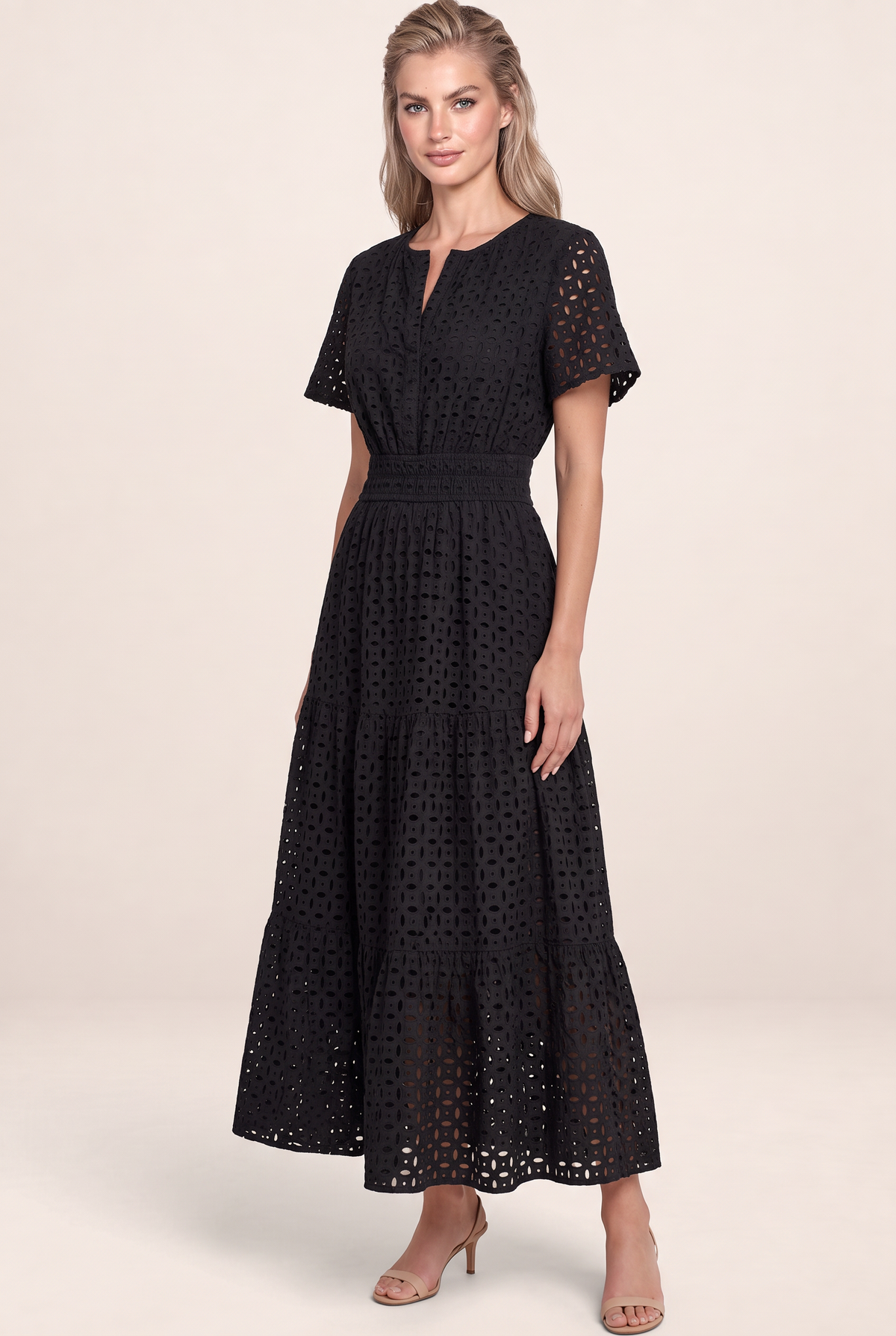 Robe Broderie Anglaise Midi Femme Flavia