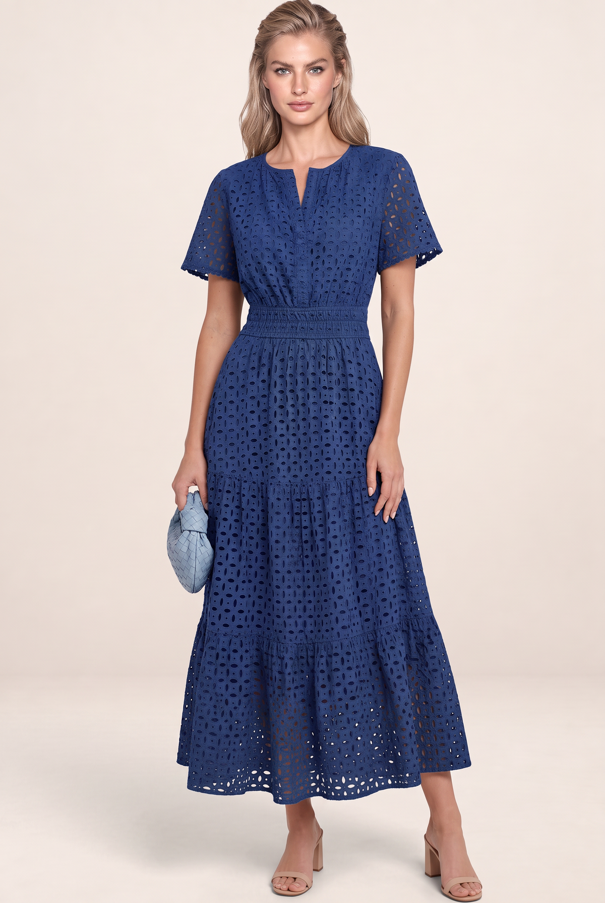 Robe Broderie Anglaise Midi Femme Flavia