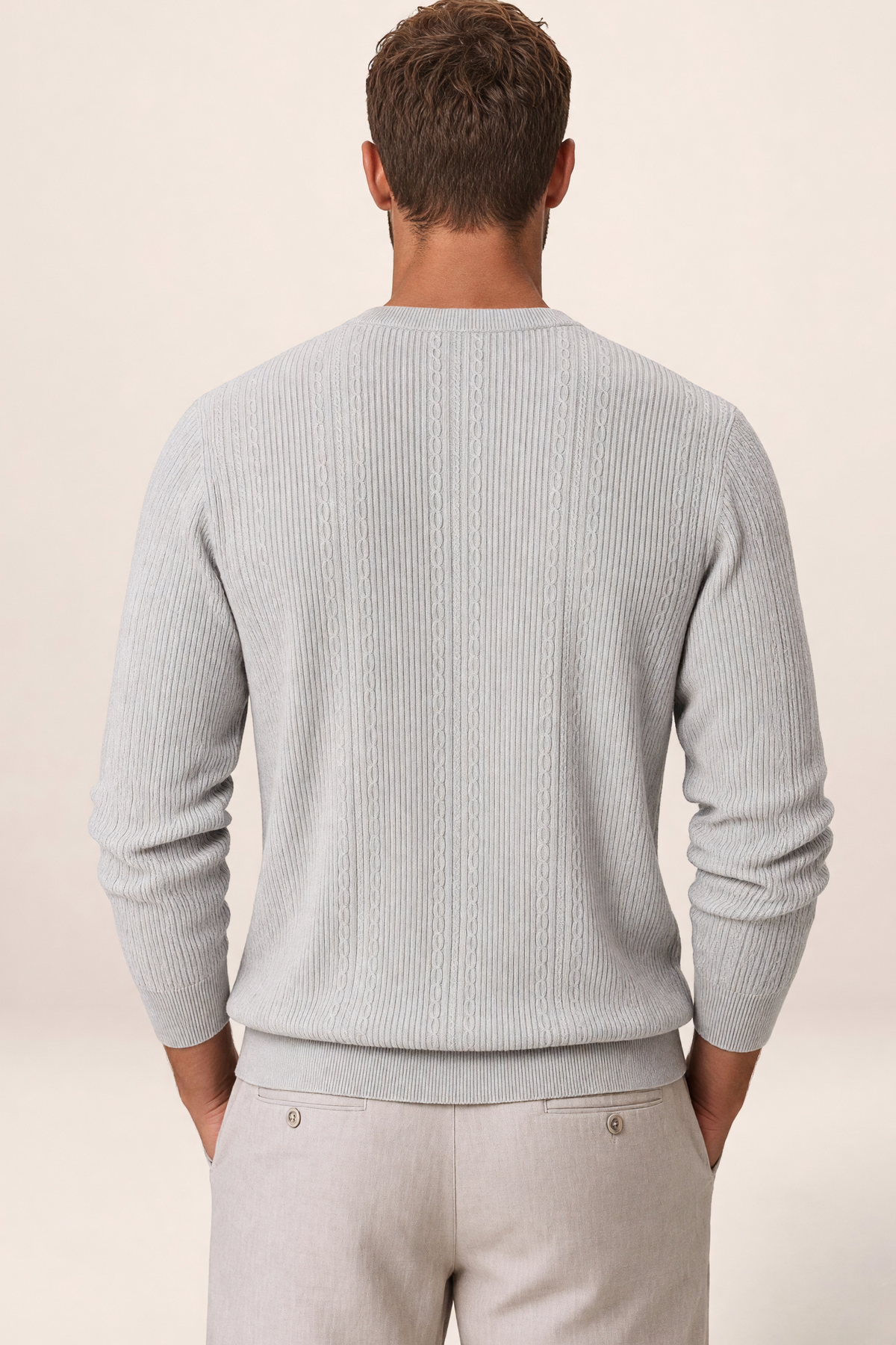 Pull Col Rond en Maille Côtelée Homme Damien