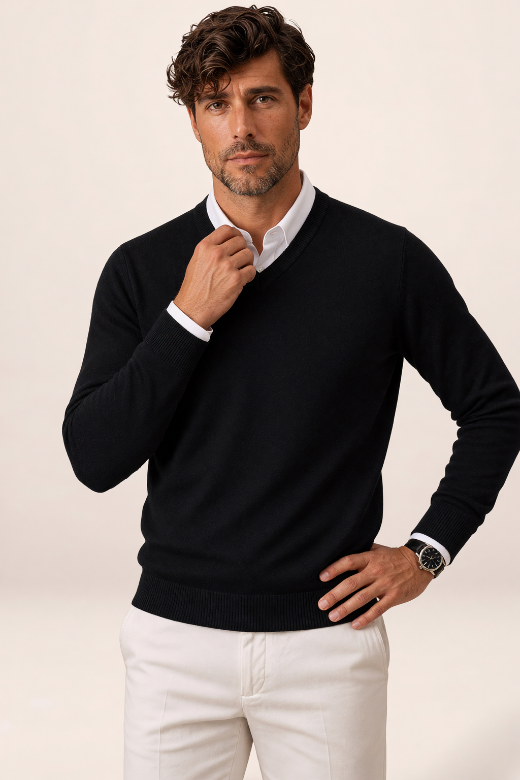Pull Col V en Maille Fine Homme Julien