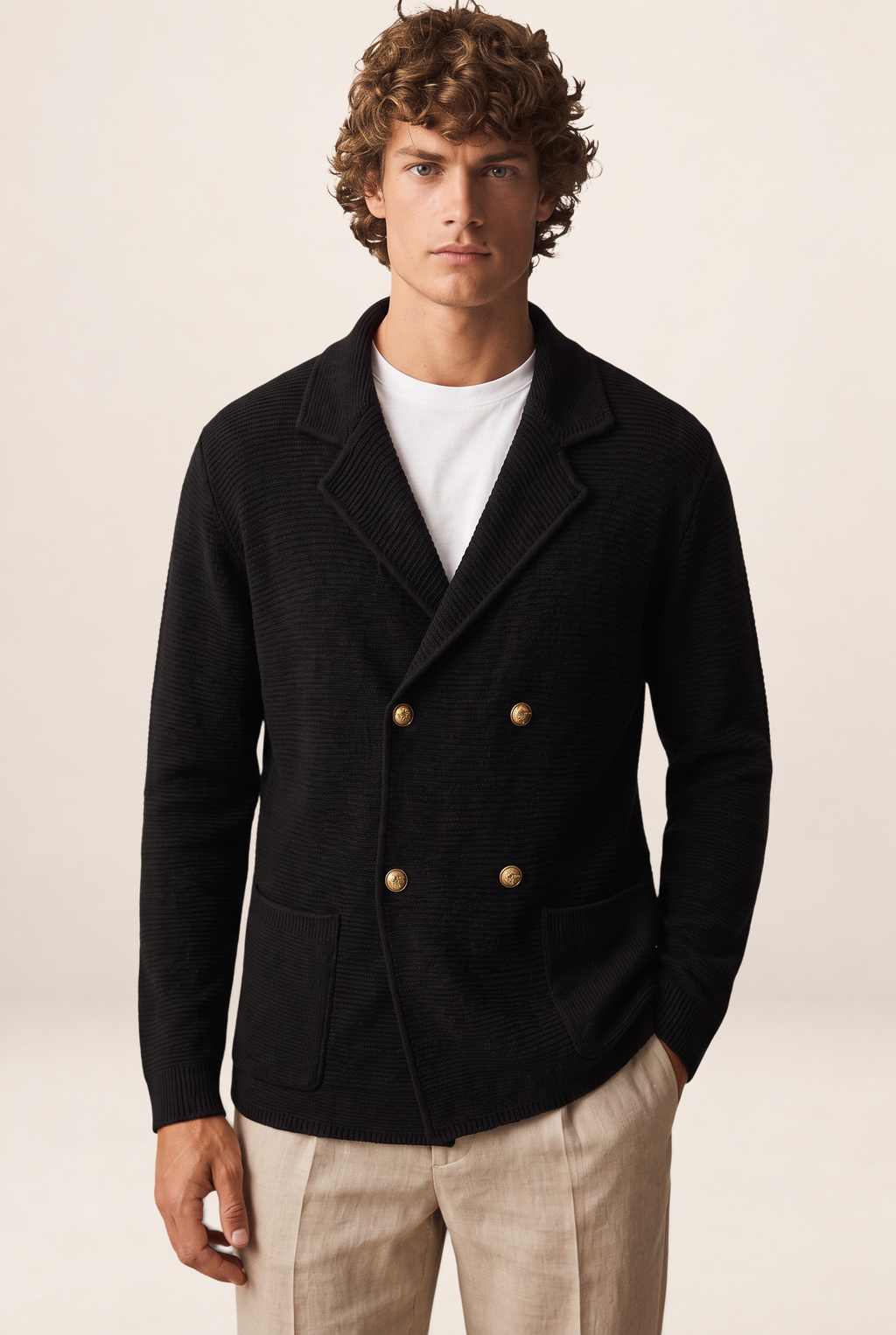 Blazer Croisé en Maille Homme Laurent