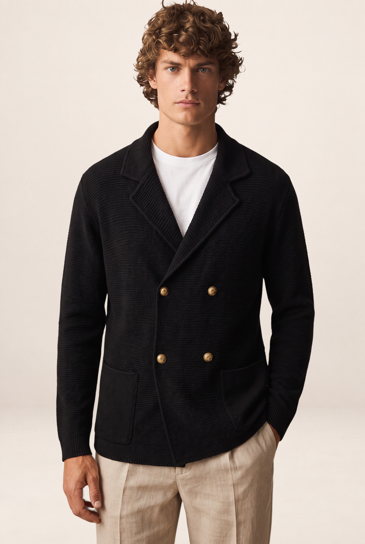 Blazer Croisé en Maille Homme Laurent