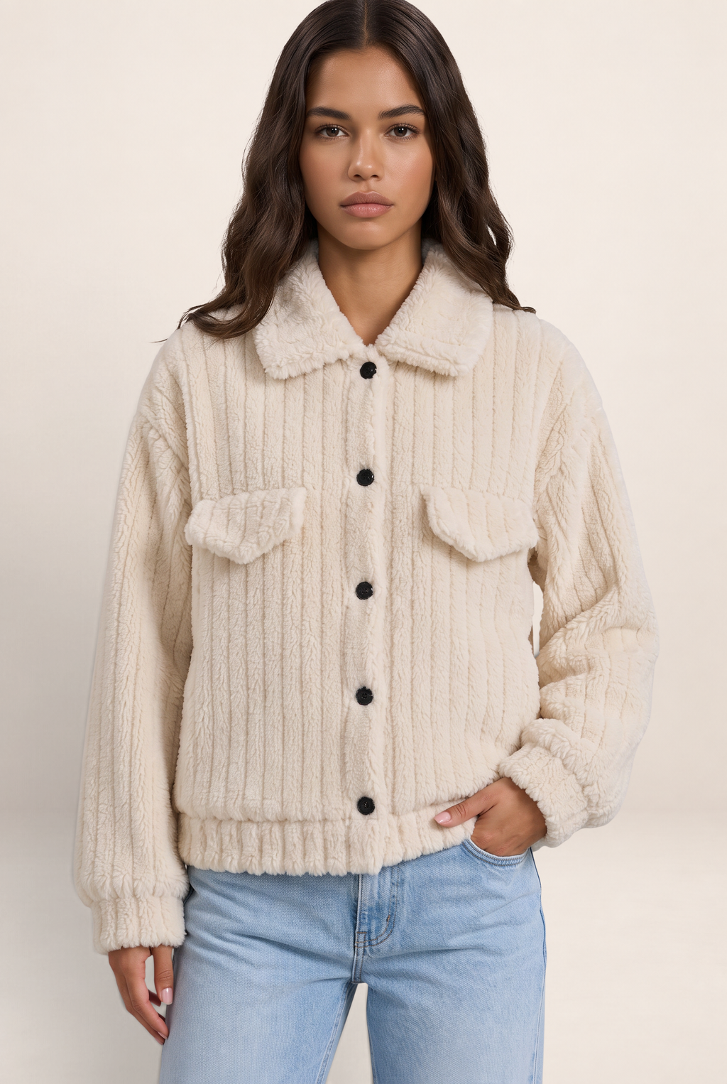 Veste Teddy Boutonnée Femme Bettina