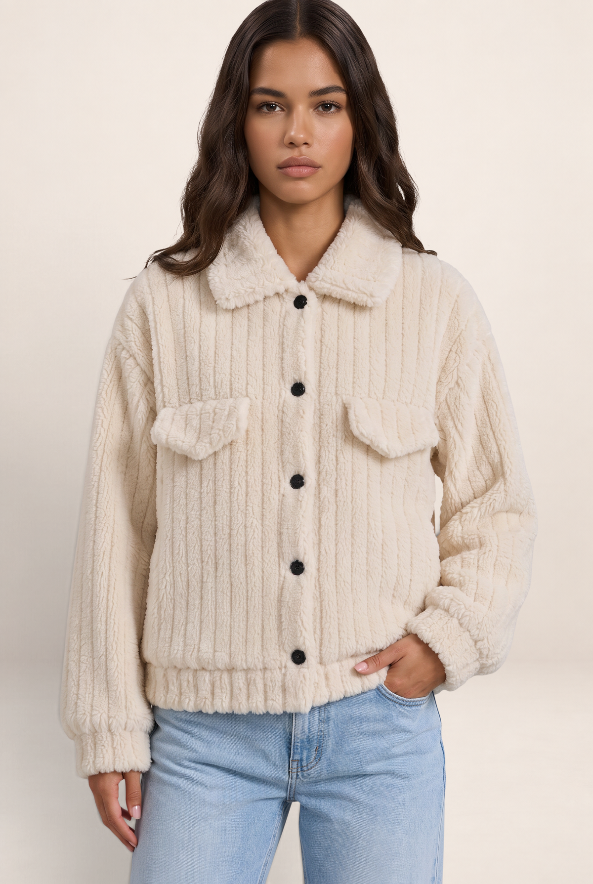 Veste Teddy Boutonnée Femme Bettina