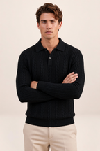 Polo en Maille Torsadée Manches Longues Homme Charles