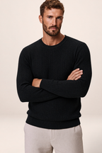Pull Col Rond en Maille Côtelée Homme Damien