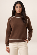 Pull Col Roulé Bicolore Femme Carla