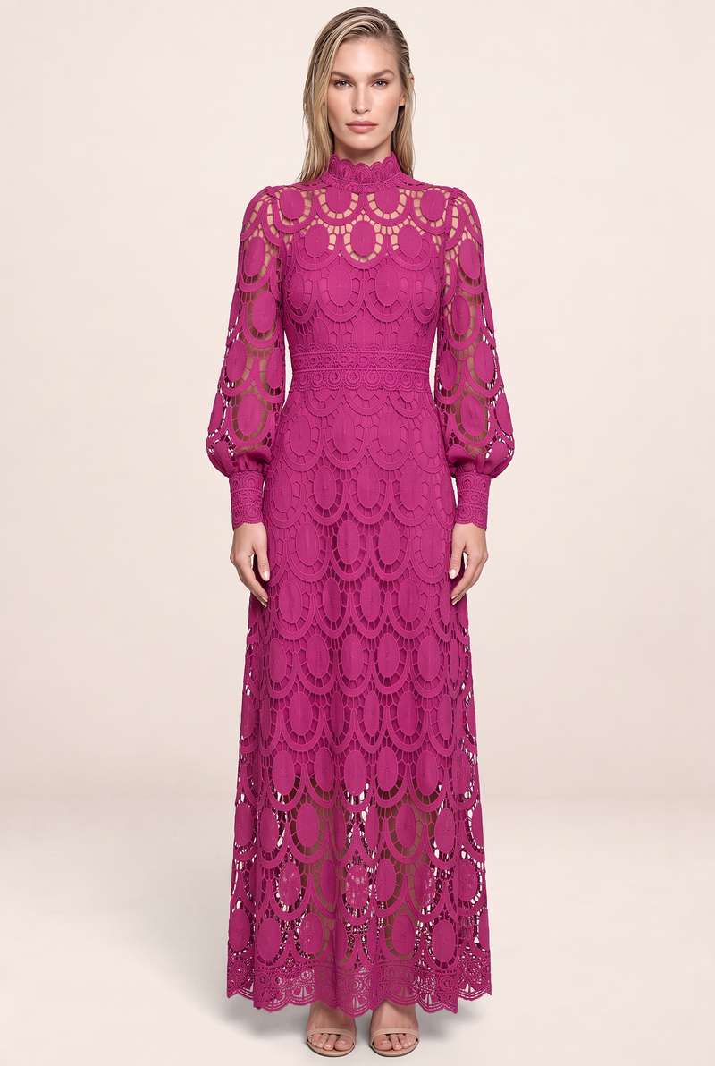 Robe Longue en Dentelle Manches Longues Femme Xénia