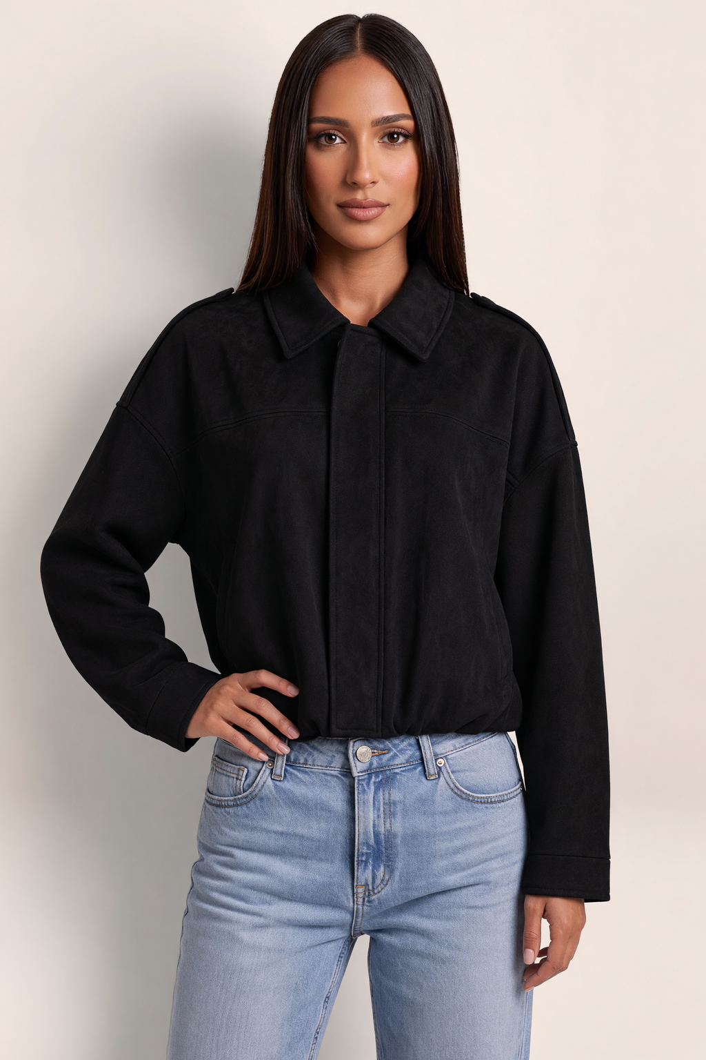 Veste Aspect Daim Oversize Femme Victorine