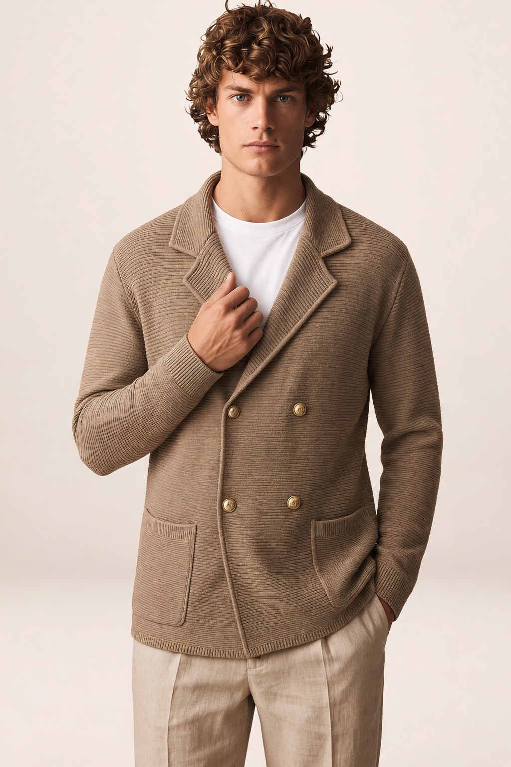 Blazer Croisé en Maille Homme Laurent
