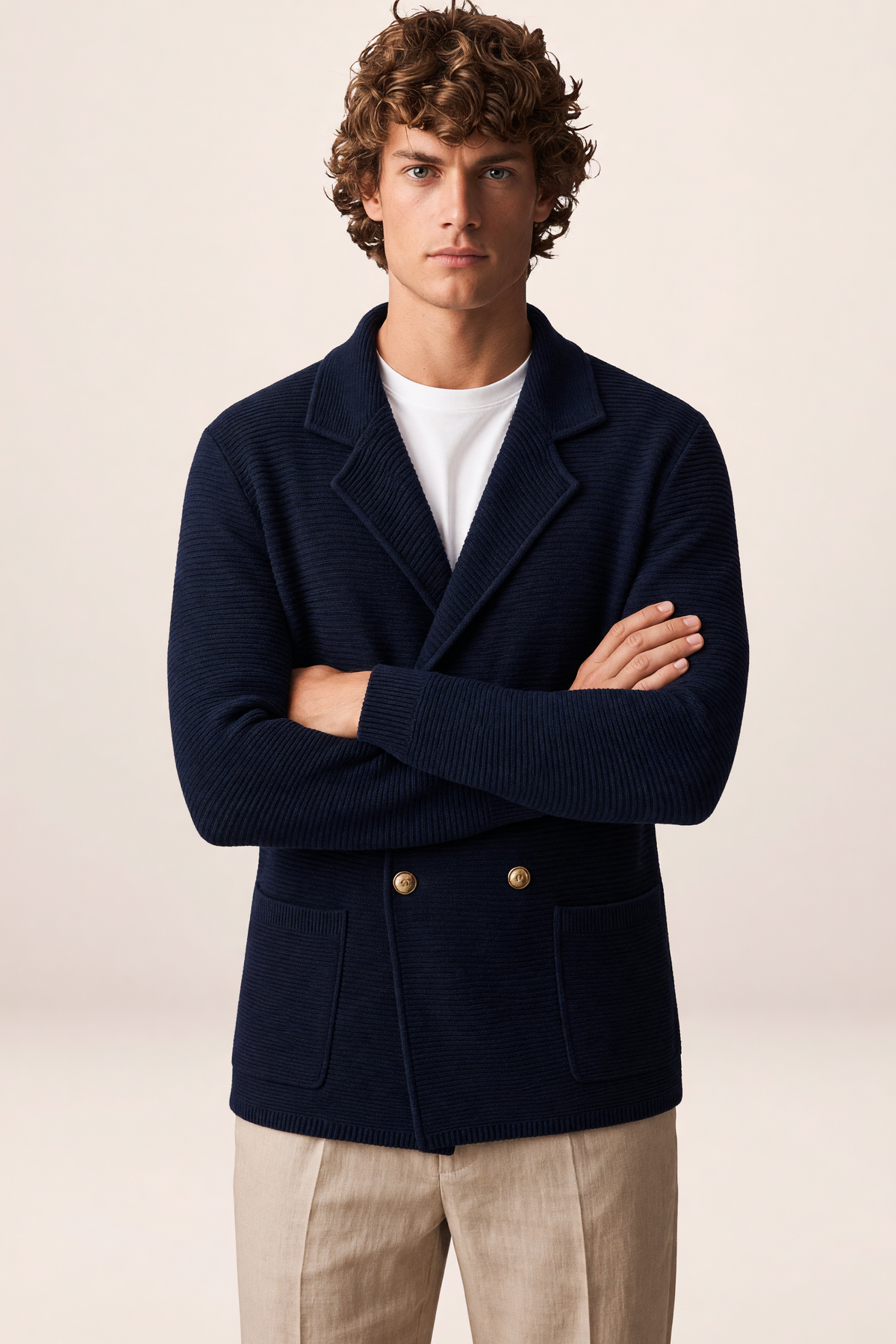 Blazer Croisé en Maille Homme Laurent