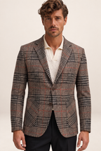 Blazer à Carreaux Effet Tweed Homme Léon
