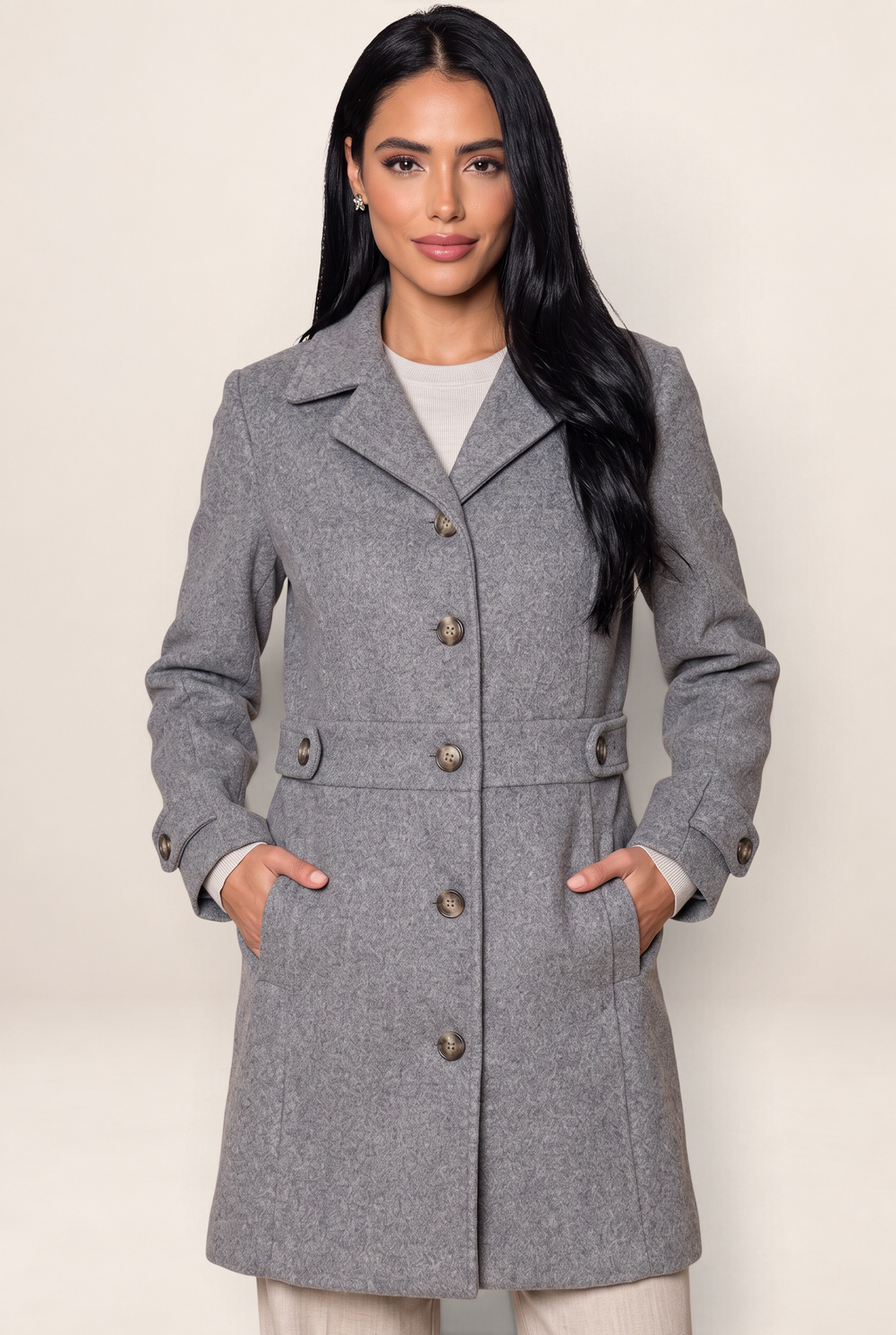 Manteau Cintré Mi Long Femme Roxane