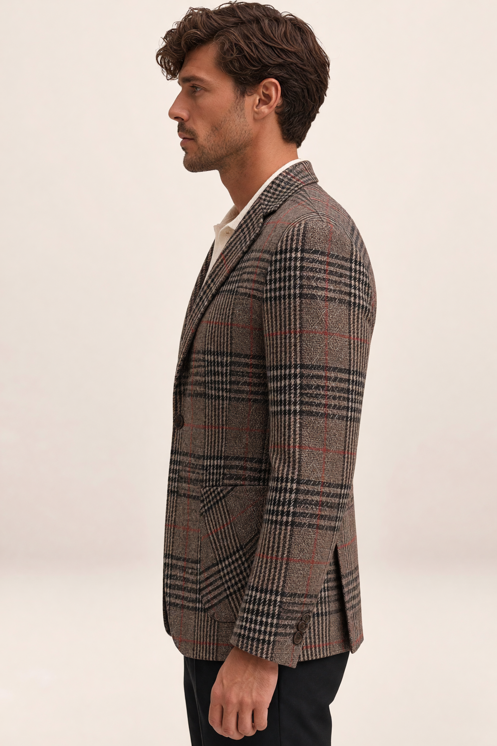 Blazer à Carreaux Effet Tweed Homme Léon