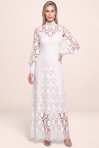 Robe Longue en Dentelle Manches Longues Femme Xénia