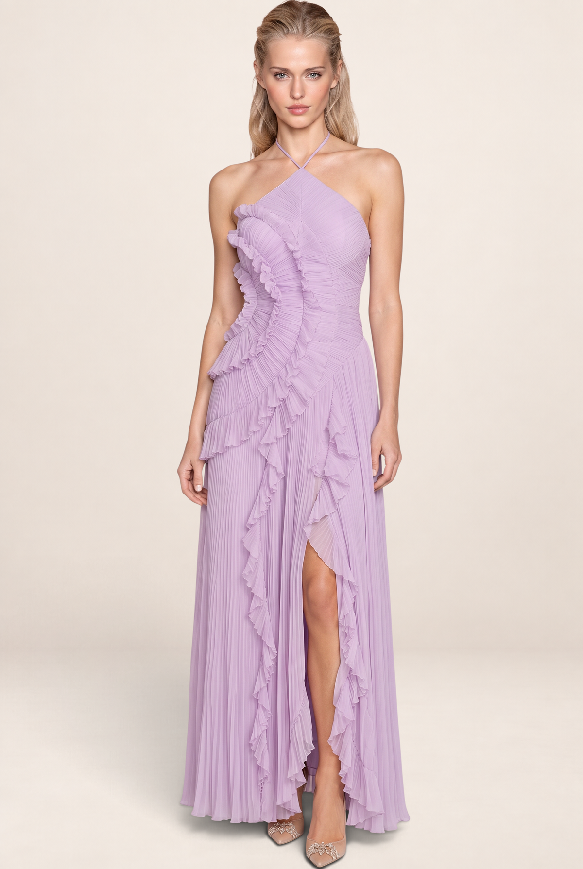 Robe Longue Plissée Dos Nu Femme Fabienne