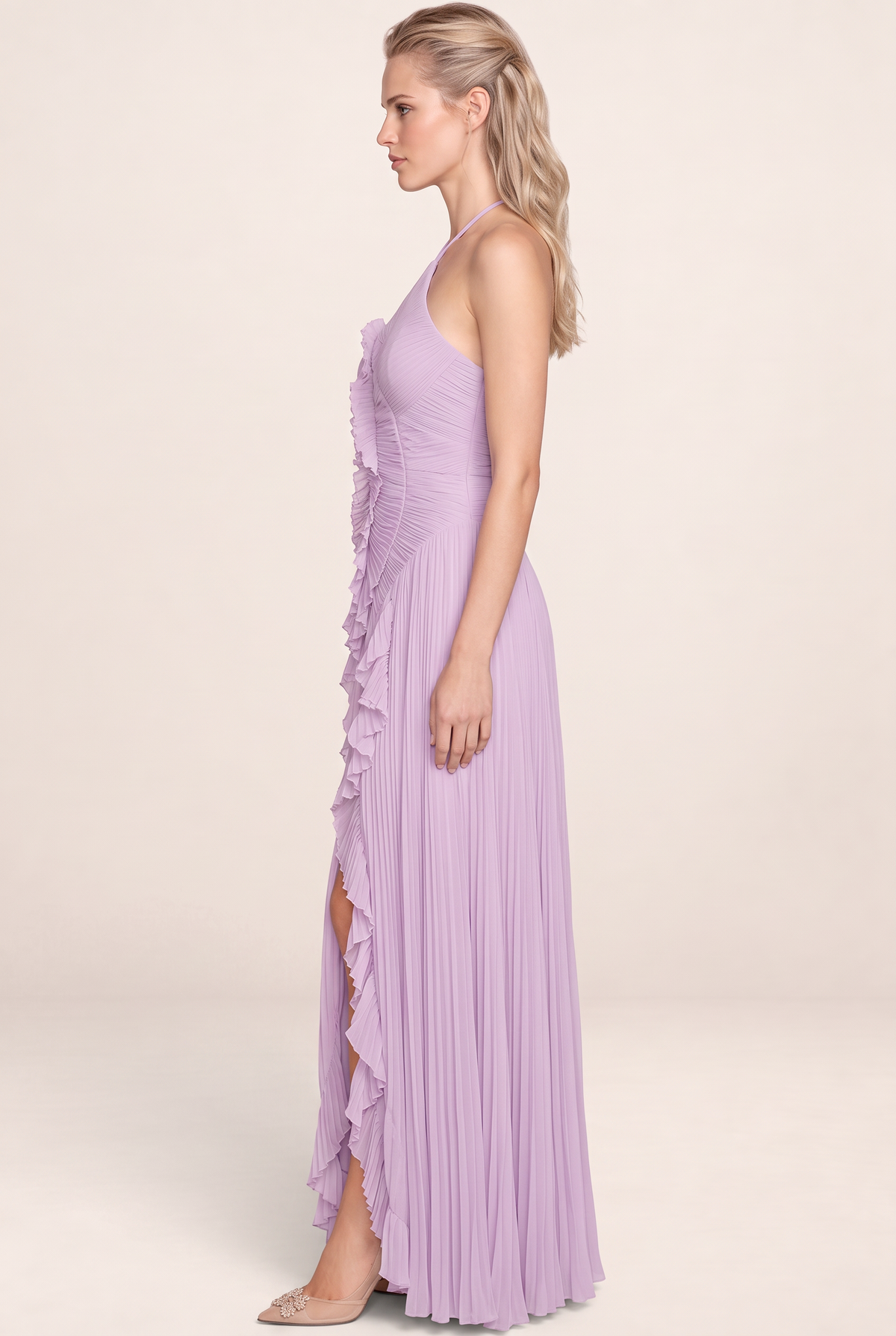 Robe Longue Plissée Dos Nu Femme Fabienne