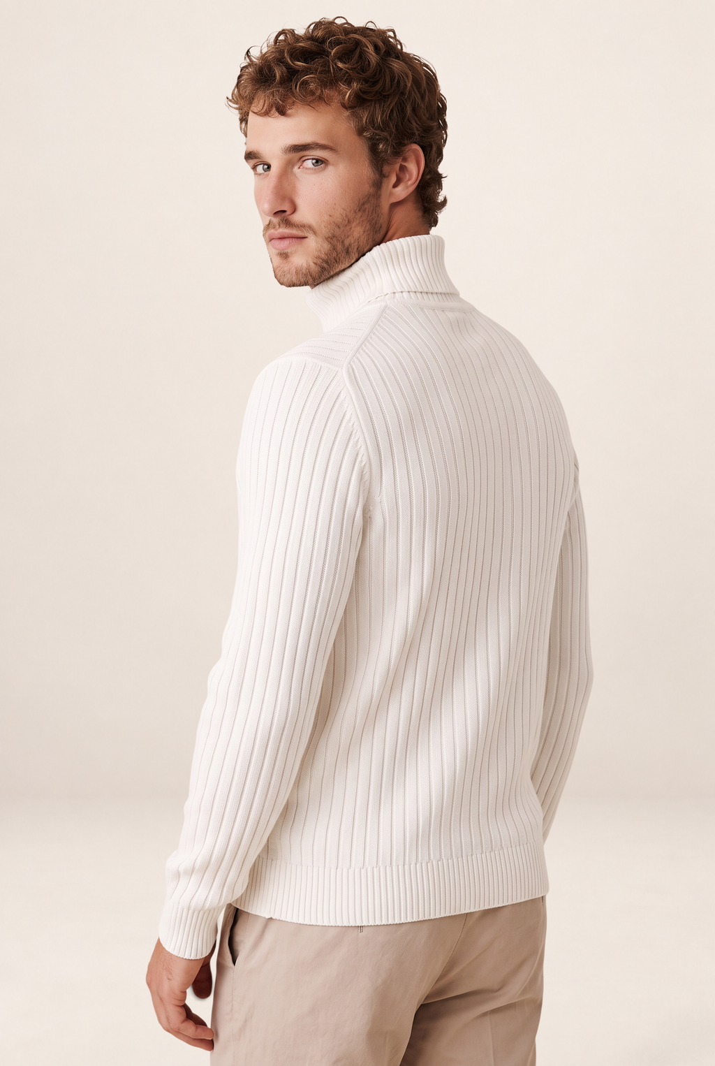 Pull Col Roulé Côtelé Homme Olivier