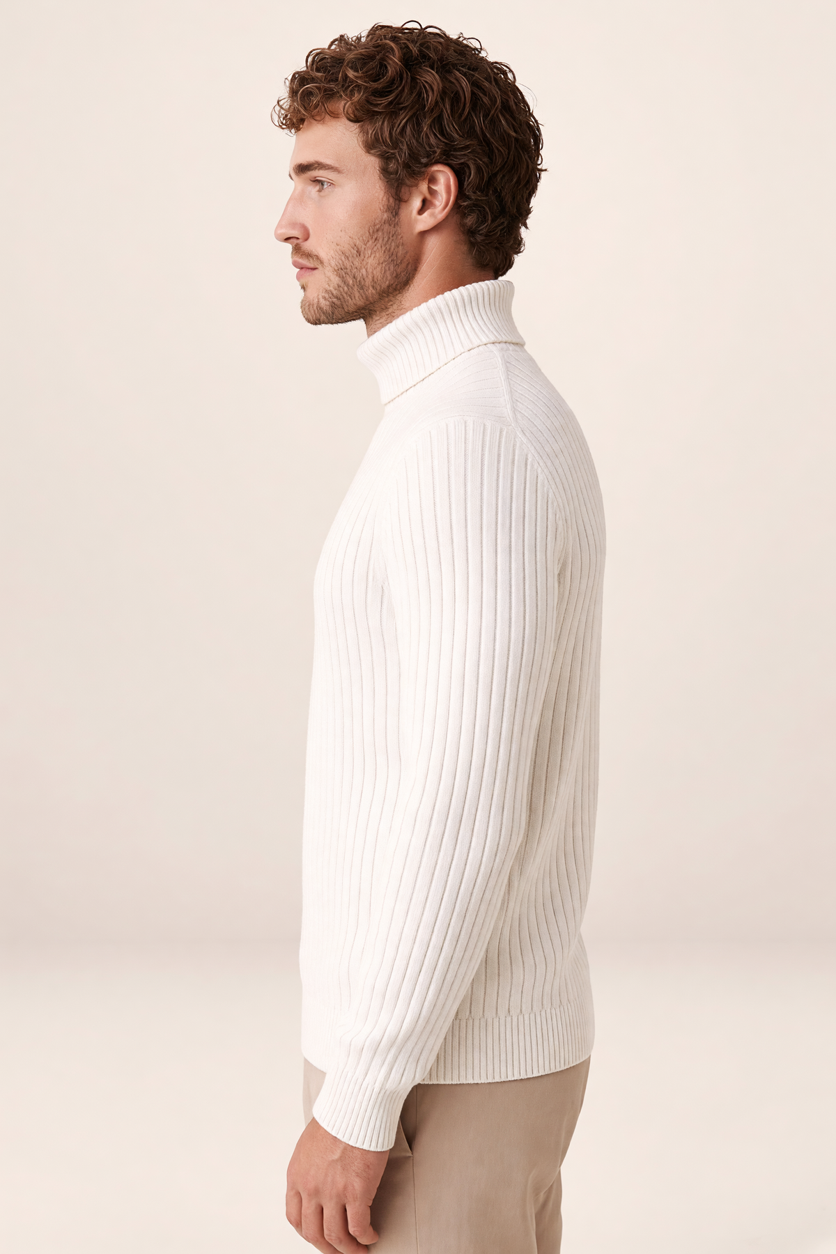 Pull Col Roulé Côtelé Homme Olivier