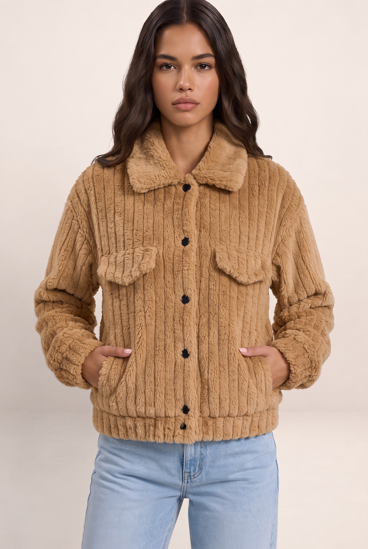 Veste Teddy Boutonnée Femme Bettina