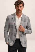 Blazer à Carreaux Effet Tweed Homme Léon