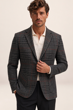Blazer à Carreaux Effet Tweed Homme Léon
