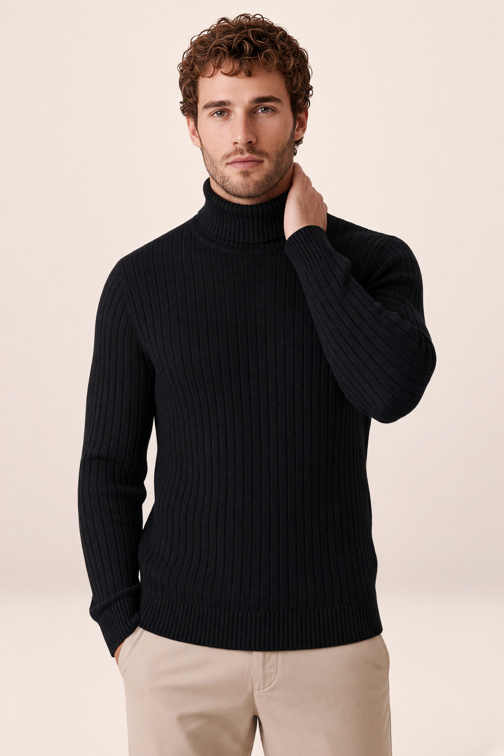 Pull Col Roulé Côtelé Homme Olivier